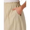 thumbnail image 5 of INSPIRE CHIC Women's Cotton Skirt Elastic Waist Casual Peasant A-Line Midi Skirts with Pockets M Khaki, 5 of 6
