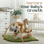 Babylicious Baby Play Gym & Activity Mat, Oversized Leaf Mat w/ 6 Toys, Tummy Time Mat for Motor Skills & Sensory Development