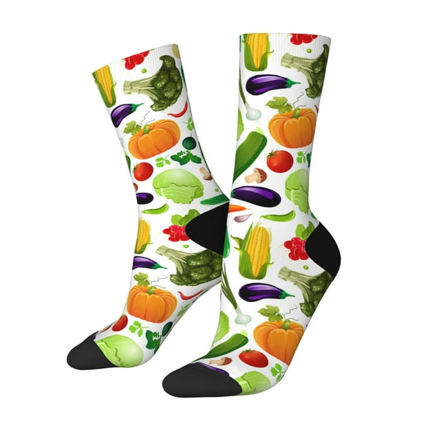 Balery Vegetables2 Calcetas Largas con Estampado para Hombre y Mujer – Suaves y Transpirables, Talla Única (US 5-11)
