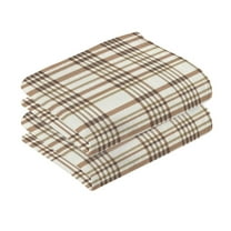 2 Pcs Absorbent Face Towel Bath Hand Towels Soft Breathable Cotton Towel Set for Bathroom Kitchen Hotel Spa Decor Brown and White Tartan