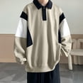 thumbnail image 5 of Male Autumn And Winter Thickened Lapel Sweatshirt Jacket Casual Trendy Color Blocked Half Cardigan Long Sleeved Shirt Sweatshirt Jacket, 5 of 7