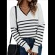 thumbnail image 2 of Camisa de Larga para Mujer, Suéter Informal Holgado A Rayas XL, 2 of 10