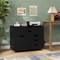 thumbnail image 4 of Costway 5-Drawer File Cabinet Mobile Chest of Drawers with Side Cabinet 5 Casters Black, 4 of 10