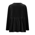 thumbnail image 6 of Fall clothes for women Baeitkot V Neck Button Down Velvet Babydoll Top Loose Fit Solid Color Shirt for Autumn Weekend Outings Black S, 6 of 8