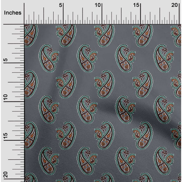 oneOone Polyester Lycra Fabric Paisley Block Print Fabric BTY 56 Inch Wide