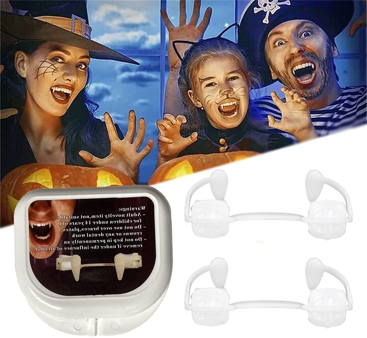 Retractable Halloween Vampire Fangs, Horrifying Vampire Teeth Cosplay