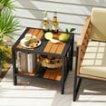 thumbnail image 2 of Patiojoy Table d'Appoint Extérieur avec Trou pour Parasol de 1,57 Pouces Table d'Extrémité en Métal à 2 Niveaux pour Patio avec Tablette de Rangement 2 Pcs, 2 of 9