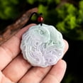 thumbnail image 3 of GKNET Natural Grade A Jade Jadeite Men Women Lucky Special Phoenix Round Pendant, 3 of 7
