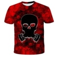 thumbnail image 1 of Summer hot-selling fashion and handsome children 3D skull print T-shirt short sleeve O-neck pullover top 2022 casual T-shirt5T Gong Bohan LED, 1 of 2