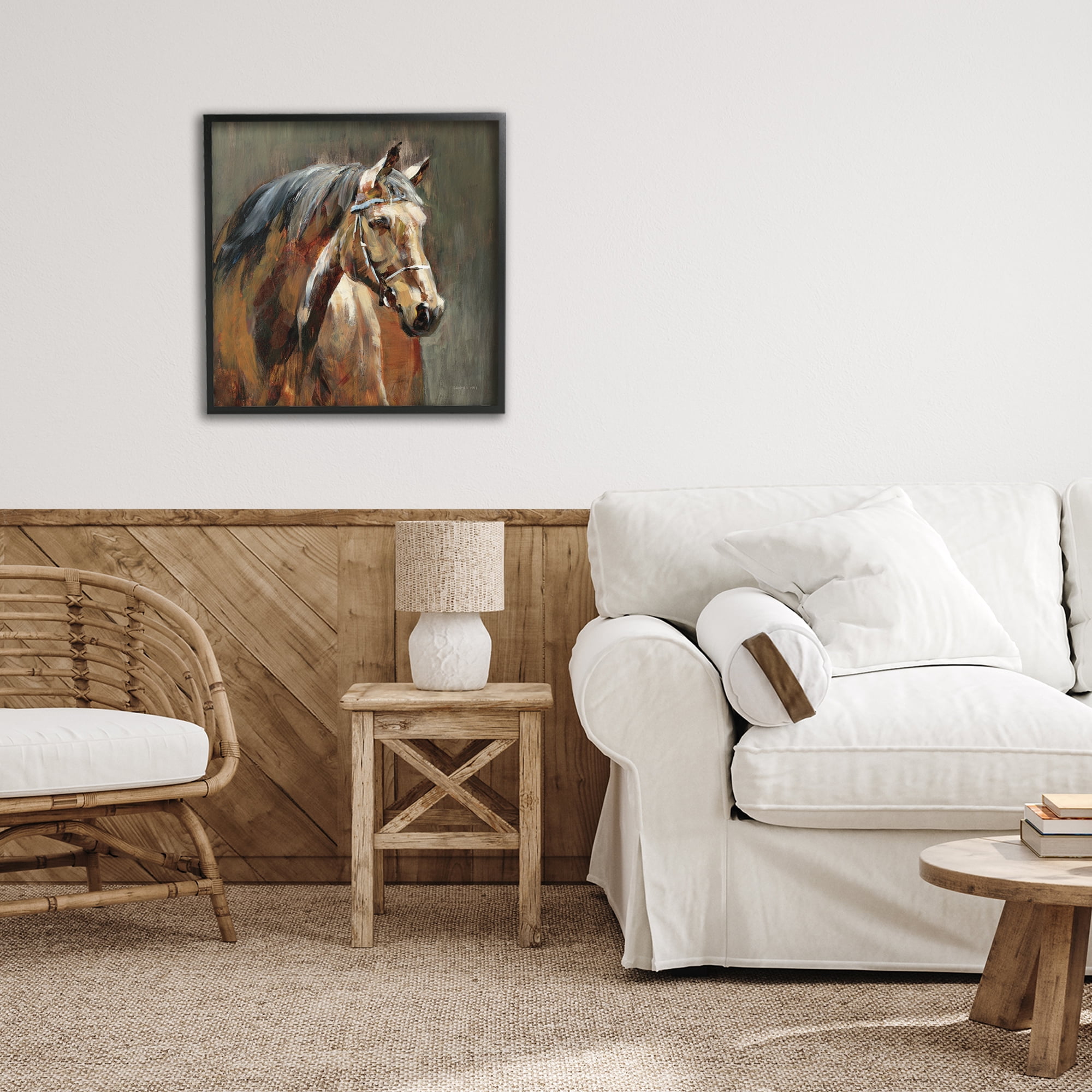 Stupell Industries Horse in Stable at Dusk Black Framed Giclee Art, design by Danhui Nai