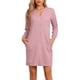 thumbnail image 1 of camisón de punto waffle de manga larga con botones para mujer INSPIRE CHIC, pijamas con bolsillos S Rosa, 1 of 1
