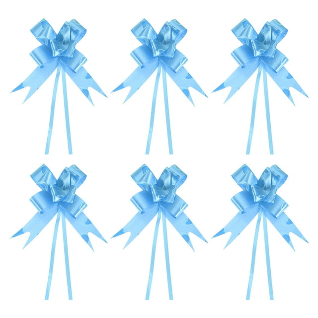 Unique Bargains 3.3inch Pull Bows Gift Wrapping Pull Bow Heart Pattern Baskets Present Bows Ribbon Light Blue 100 Pcs