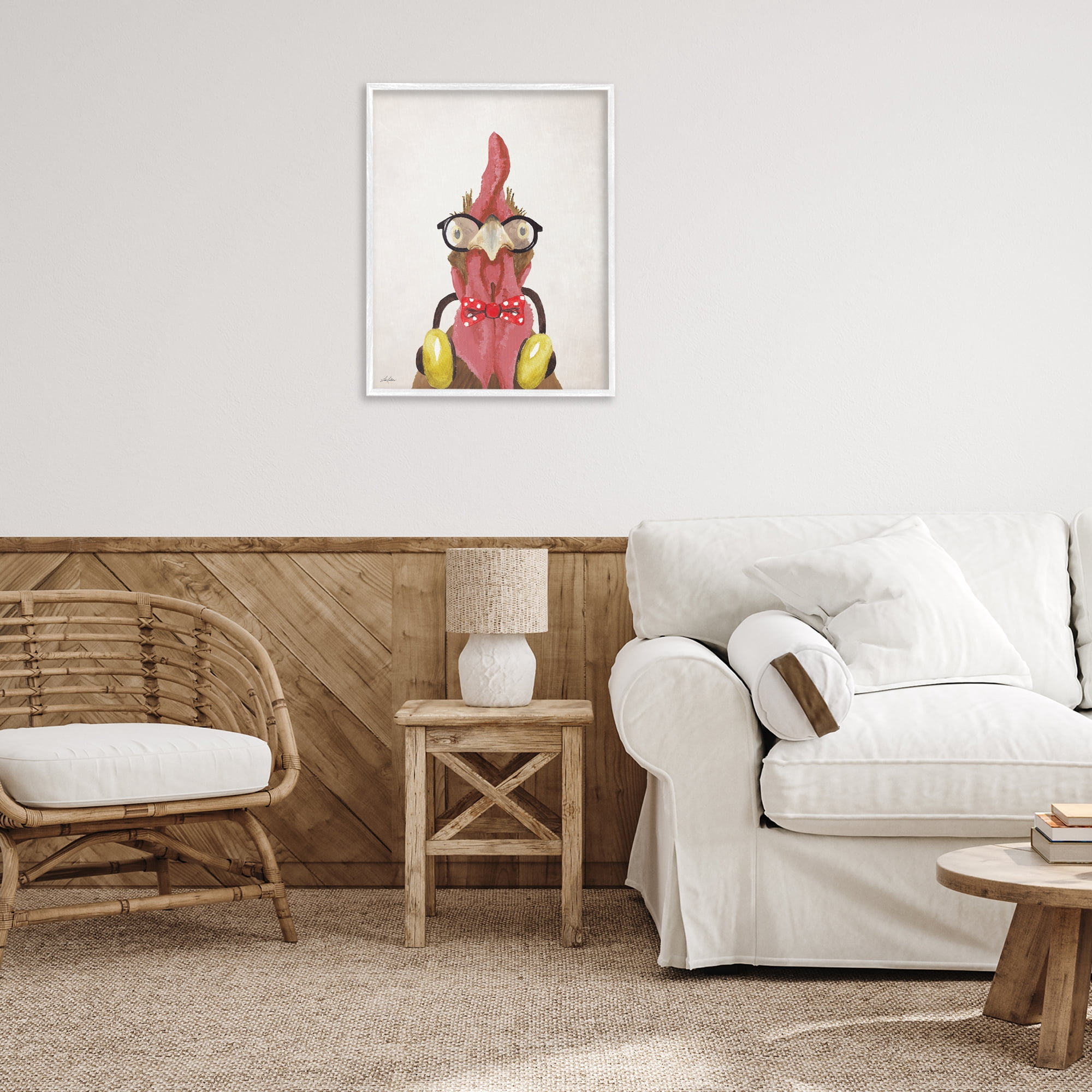 Stupell Industries Hipster Bird & Headphones Animals & Insects Painting White Framed Art Print Wall Art, 24 x 30