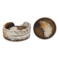 thumbnail image 6 of Ebros Rustic Western Indian Eagle Feather Coaster Holder with 4 Round Coasters, 6 of 9