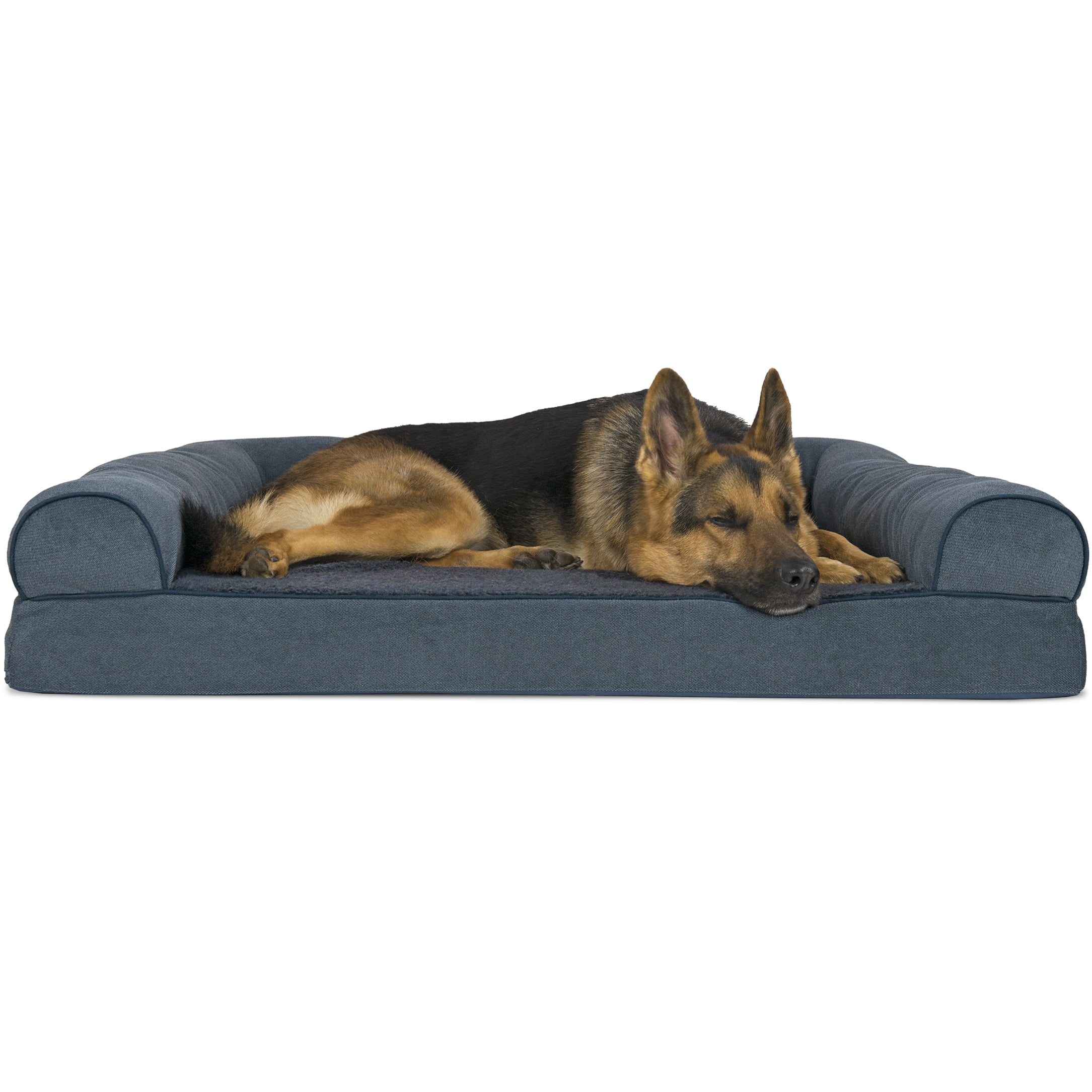 FurHaven Pet Dog Bed | Orthopedic Faux Fleece & Chenille Sofa-Style Couch Pet Bed for Dogs