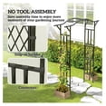 thumbnail image 5 of Garden Arch, 7.5ft PE-Coated Steel Garden Arch Trellis for Climbing Plants, Arbour Archway with Extended Top for Wedding Ceremony Garden Backyard Lawn Patio, Black, 5 of 6