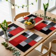 thumbnail image 5 of Red Black Grey Placemats for Dinning Table Set of 4, Abstract Modern Irregular Geometric Burlap Kitchen Place Mats Waterproof Cloth Table Mats, Indoor Outdoor Placemats Easy Clean Dinner Decor, 5 of 8