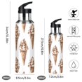 thumbnail image 2 of Yayeee 33oz Insulated Water Bottle Double Wall Stainless Steel with Flip Straw Lid, Brown Ice Cream Pattern, 2 of 7