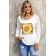 thumbnail image 4 of ABPHQTO Top de rayas transparentes con estampado de girasol y leopardo de sarape blanco para mujer, 4 of 5