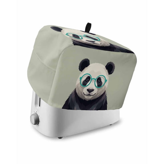 Toaster Cover 4 Slice PandaWear Glasses Toaster Oven Cover with Pockets Sage Green Funny Animal Dustproof Bakeware Protector Small Kitchen Appliance Dust Covers and Fingerprint Protection