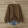 thumbnail image 2 of idosla Women's Plus Size Bow Tie Front Cardigan Sweater Long Sleeve Drop Shoulder Outerwear (Brown, M), 2 of 7