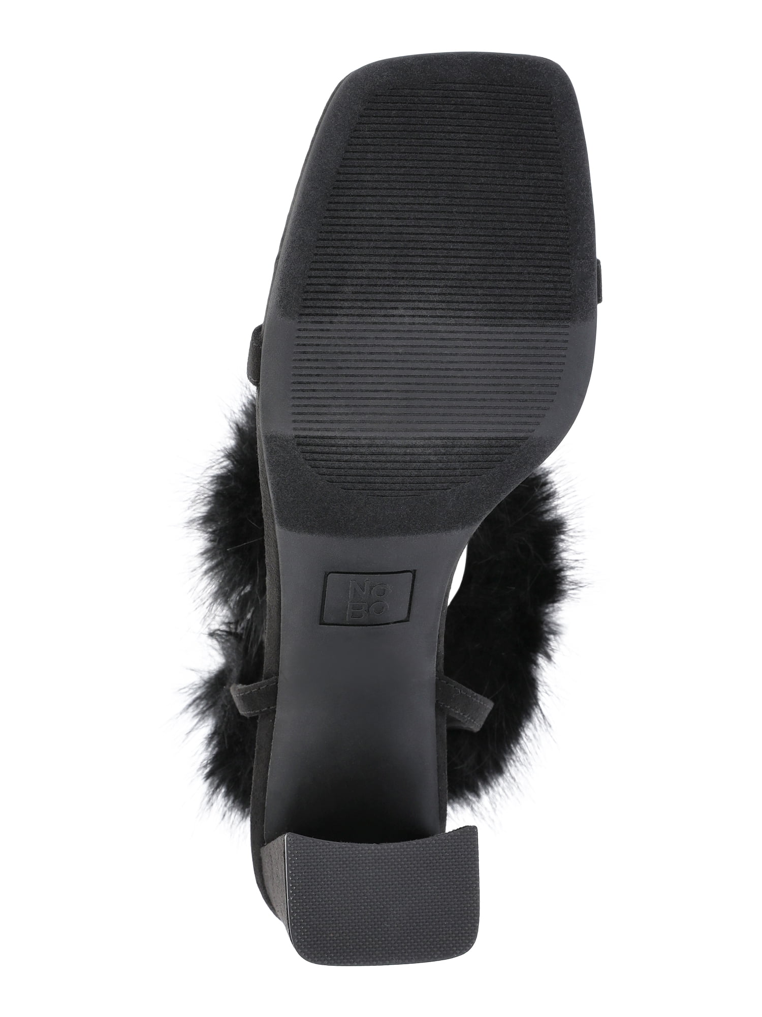 No Boundaries Women's Block Heel with Fur Ankle Strap