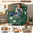 thumbnail image 4 of FKELYI Green Flower Print Stretch Couch Sofa Cover Non-Slip Armchair Slipcover for Home Living Room Office Furniture Protector Washable Loveseat Covers, 4 of 7