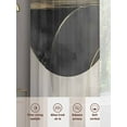 thumbnail image 6 of Abstract Art Sheer Curtains 45 inches Long 2 Panels Set Black Gold Circle Moon Stripe Mottled Geometric Tiers Sheers Rod Pocket Small Window Short Curtains for Kitchen Cafe, Each 52" W x 45" L, 6 of 7
