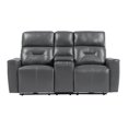 thumbnail image 2 of Benjara Well 73 Inch Power Double Recliner Loveseat, Dark Gray Faux Leather, Wood-Color:Dark GrayMaterial, 2 of 6