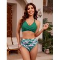 thumbnail image 2 of Womens High Waisted Bikini Sets Drawstring Tummy Control Swimsuits Crisscross Tie Back Bathing Suit, 2 of 12