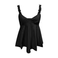 thumbnail image 4 of uobin Tops for Women Sleeveless Ruffle Strap Low Cut V Neck Backless Solid Color Tank Top Cute Summer Flowy Going Out Top, 4 of 4