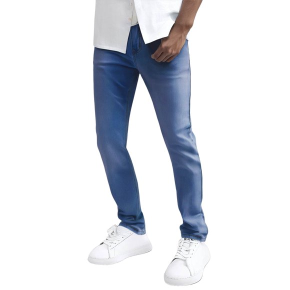 QHFBli Mens Slim Fit Stretch Denim Jeans - Dark Wash Men's Jeans Classic Five-Pocket Design Comfortable Stretch Denim Trousers Durable Everyday Wear Dark Blue 38