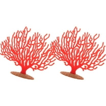 LABELEPH Fish Tank Decoration Coral Shape Plastic Red For Friends Christmas 2Pcs 6.5X5.7X1.1In