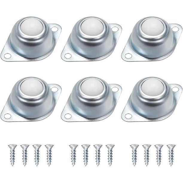Ruedas giratorias de bolas de 6 piezas, Rodillos de transporte para muebles, Rodillos de bolas planas, Bolas rodantes de bajo ruido de fácil instalación, con 12 tornillos surtidos Kuyhfg Sin marca