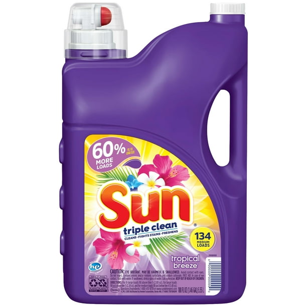 Sun Tropical Breeze, 134 Loads, Liquid Laundry Detergent , 188 fl oz