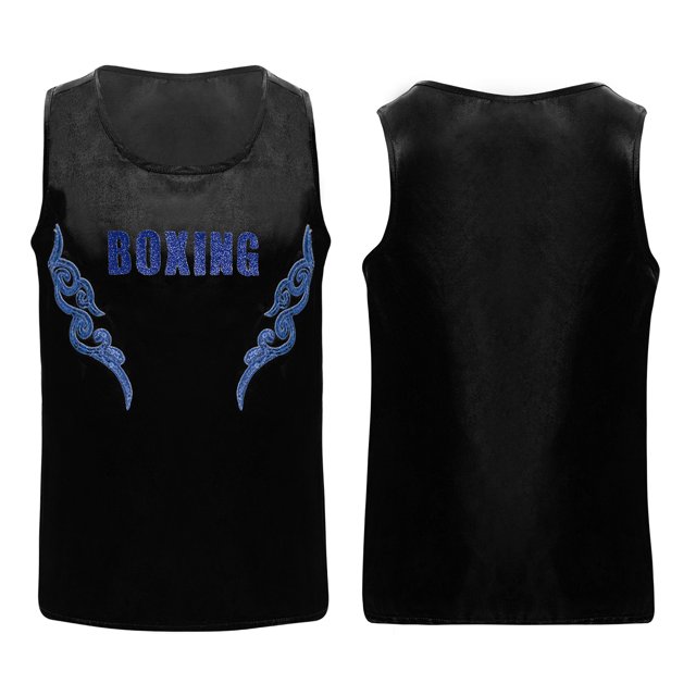 Yanarno Débardeurs de Boxe à Sequins pour Garçons Sans Manches Imprimé Lettres pour Course Noir&Bleu 16