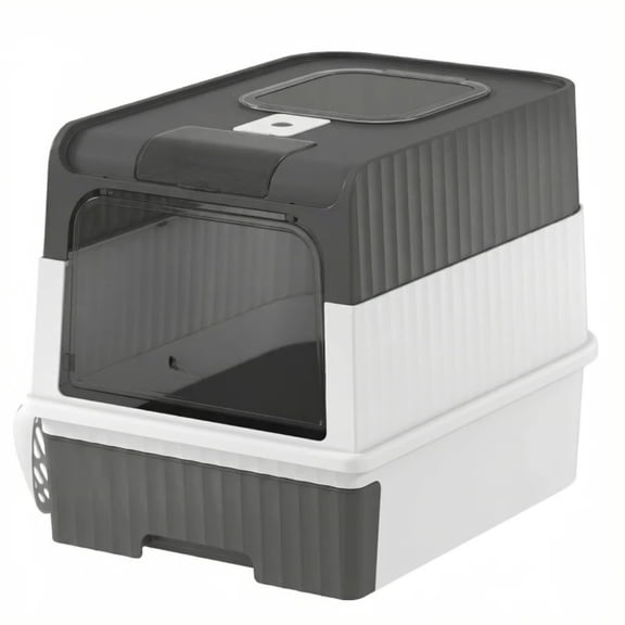 Enclosed Cat Litter Box with Lid and Scoop, Covered Cat Litter Pan with High Sides for Small Medium Large Cats, Odor Control Kitty Toilet