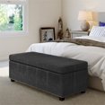 thumbnail image 2 of Simpli Home Kingsley Faux Leather Bedroom Bench with Storage in Distressed Black, 2 of 5