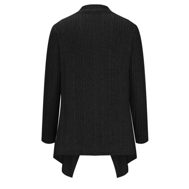 Casual Loose Drape Front Open Cardigan for Women Solid Long Sleeve