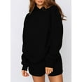 thumbnail image 2 of FEORJGP Women 2 Piece Sweatsuit Long Sleeve Hoodies Solid Color Hooded Sweatshirt Pullover Jumper Tops and Shorts Outfits Trendy Loose Casual Fit Loungewear for Summer Spring, 2 of 7