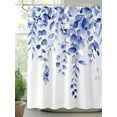 thumbnail image 2 of Fsddascl Eucalyptus Leaves Blue Shower Curtain Set - 60" x 72" Washable Bathtub Curtain with 12 Hooks, Watercolor Spring Botanical Waterproof Fabric Stall Shower Curtains for Bathroom/Bathtub Décor, 2 of 6