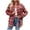 Red, variant on Homenesgenics Womens Tops Women's Casual Lapel Button Pocket Plaid Long Sleeve Shirt Tops Jacket Red S