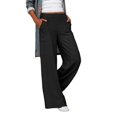 thumbnail image 2 of Pantalones de mujer, pantalones de mujer, pantalones anchos, rectos, de pierna ancha, pantalones con cintura elástica, artesanía excepcional, 2 of 5