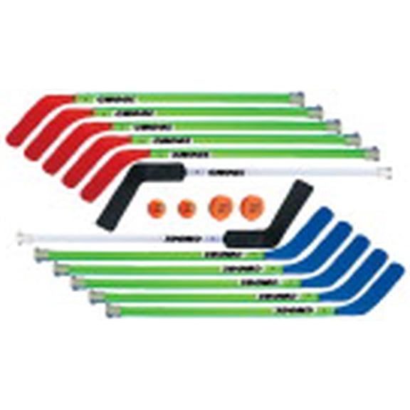 DOM Junior Hockey Set, Includes 10 Sticks, 2 Goalie Sticks, 2 SuperPucks and 2 DOM-83 Balls, 36 Inches