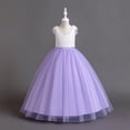 thumbnail image 4 of Girl Lace Flower Sleeveless Gown Dress Kids Wedding Bridesmaid Pageant Party Formal Long Gown Princess Tulle Flower Girl Dresses - 4-12T, 4 of 5