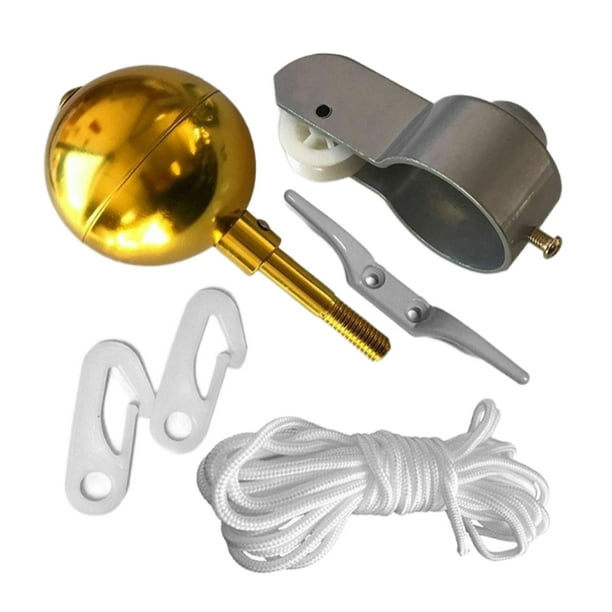 Flag Pole Hardware Repair Kit 3inch Ball Top Flagpole Pulley Truck 