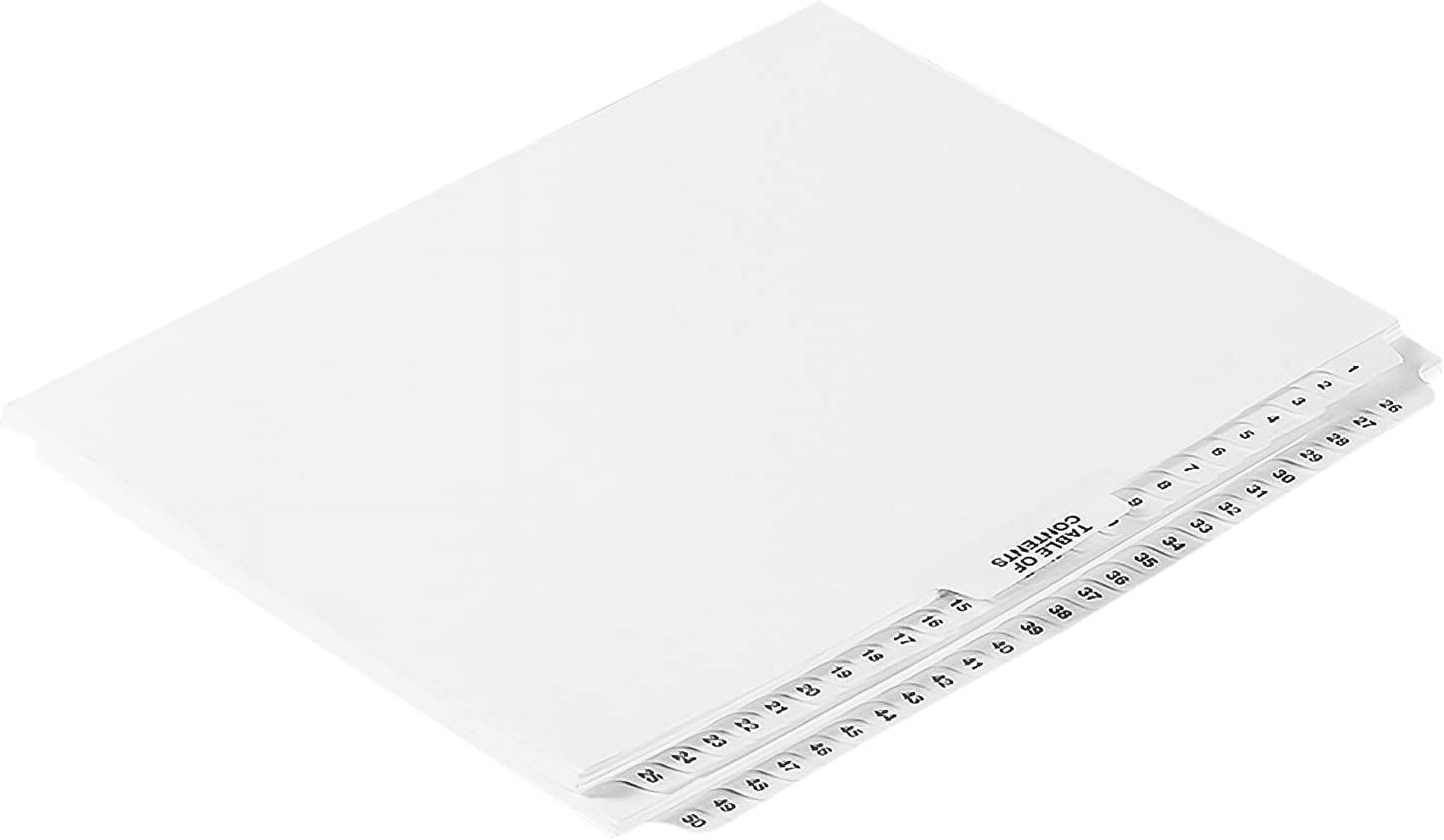 Exhibitindexes® Numbered Divider 1-50 Un-Punched - AVE Style Bold Tab - Side Collated Exhibit Tabs - Made in The USA | Letter Size - 1-50 - Sets Not Punched