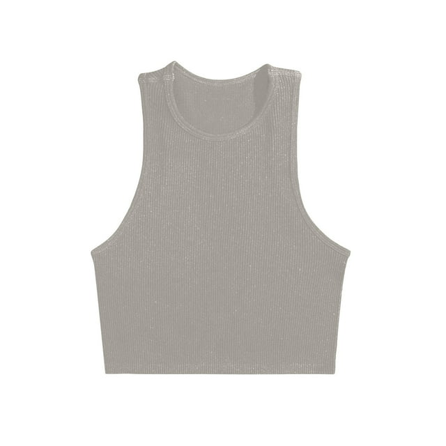Dagugfen Ribbed Tank Tops for Women Knit Lightweight Stretch Comfy Round Neck Workout Tops for Yoga Pilates