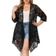thumbnail image 1 of Plus Size Draped Shawls for Women Lightweight Open Front Lace Cardigans Black 3X, 1 of 7
