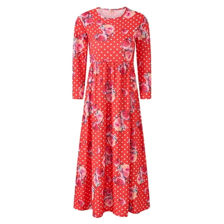 

Toddler Girls Casual Casua Floral Prints Long Sleeves Beach Dress Princess Clothes
